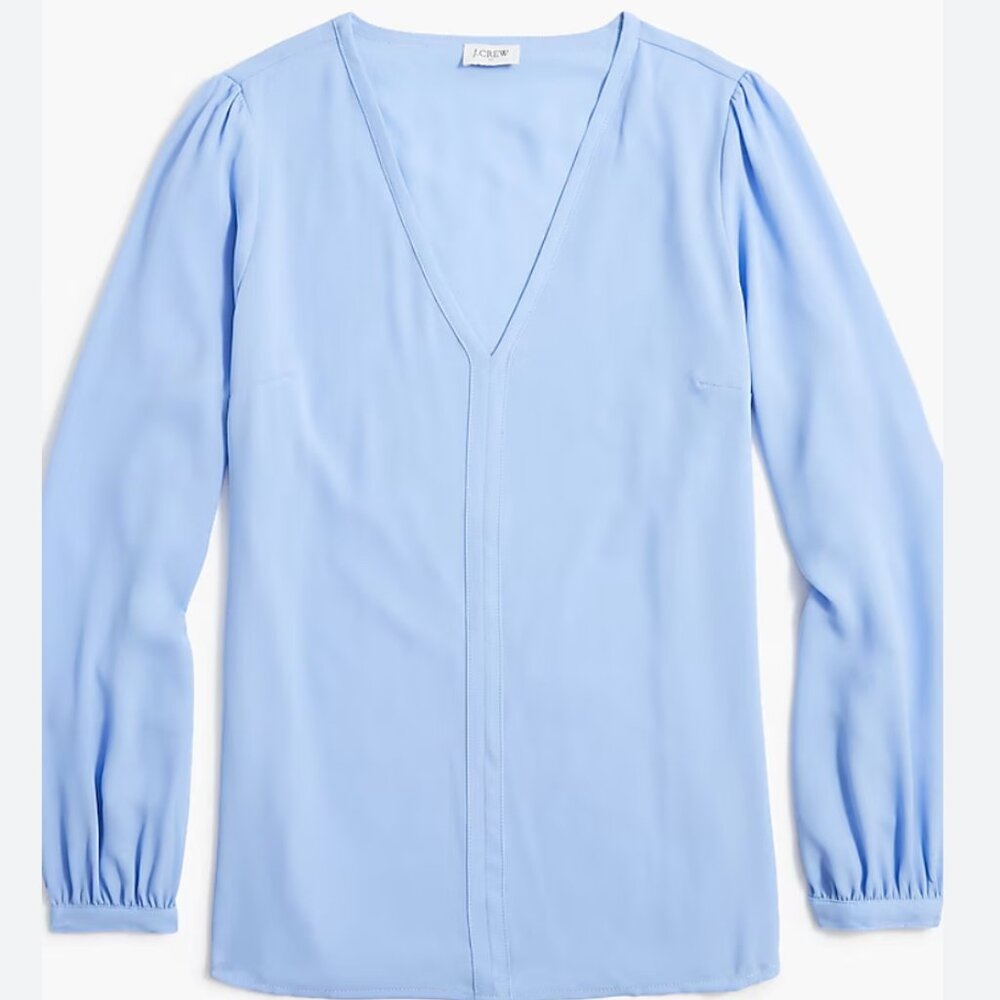 J Crew Factory Printed V-neck‎ Top – Baby Blue - Size 6 - NWT
